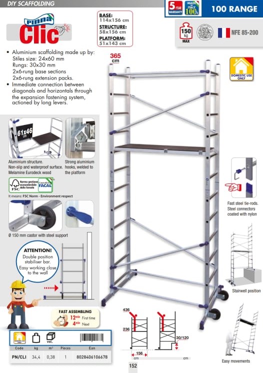 Scaffolding Clic 3.65 m